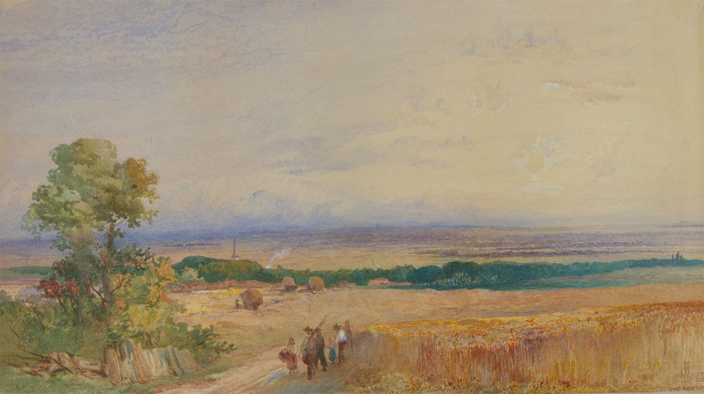 James Vivien de Fleury (1847-1902) - Framed Watercolour, Return From the Fields For Sale 1