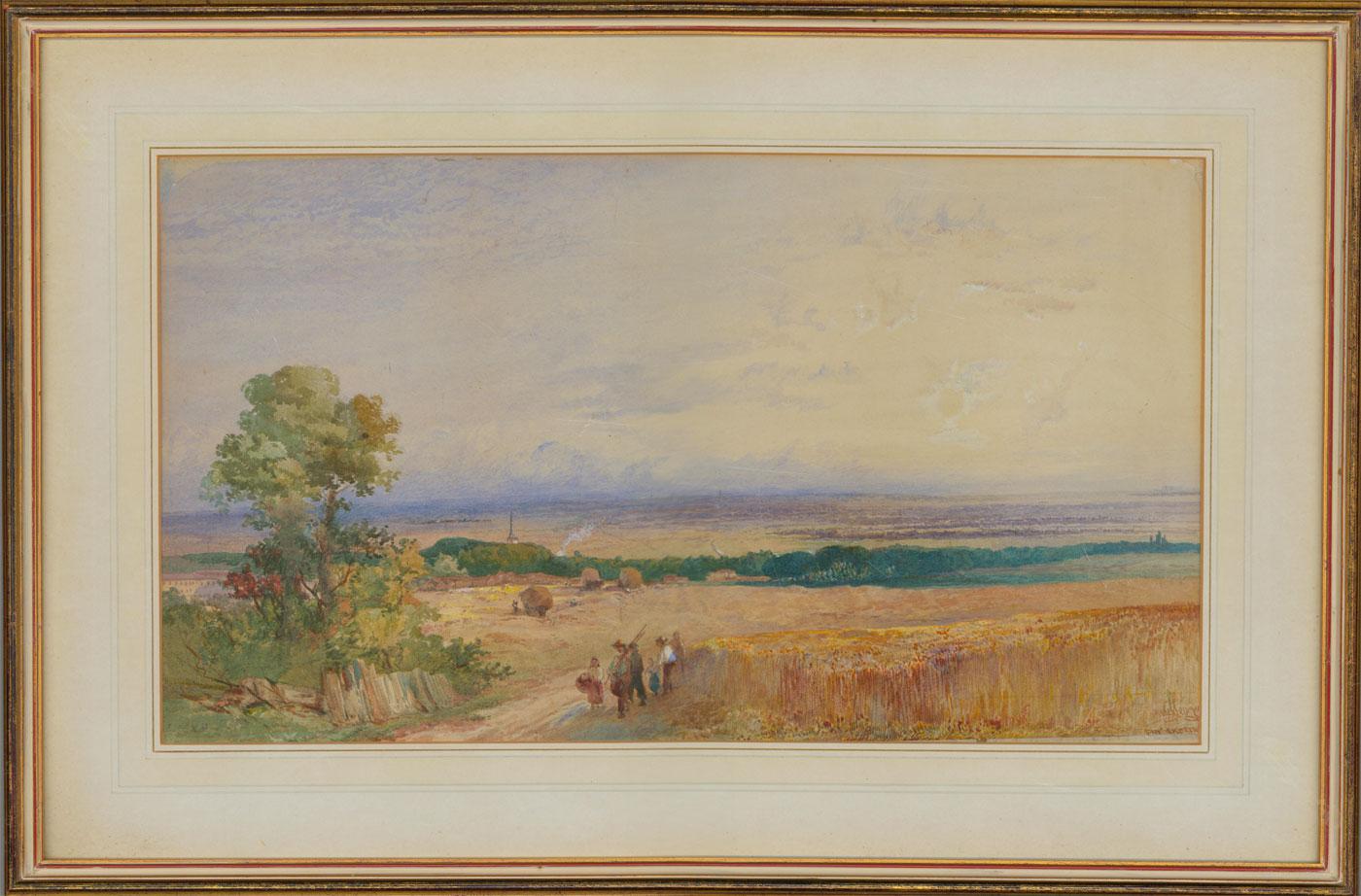 James Vivien de Fleury (1847-1902) - Framed Watercolour, Return From the Fields For Sale 3