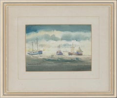 Sybil Mullen Glover (1908-1995) - Watercolour, Fishing Boats in Open Sea