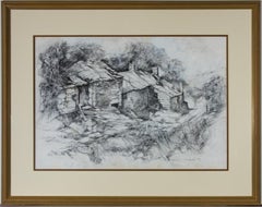William (Bill) Taylor - Signé et encadré 1994 Drawing Graphite, Derelict Cottages