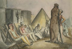 Harold Hope Read (1881-1959) - Framed Watercolour, Bathers on a Crowded Beach