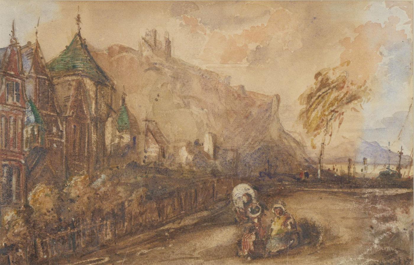 Alfred H. Vickers (1853-1907) - 19th Century Watercolour, Autumnal Street Scene For Sale 1
