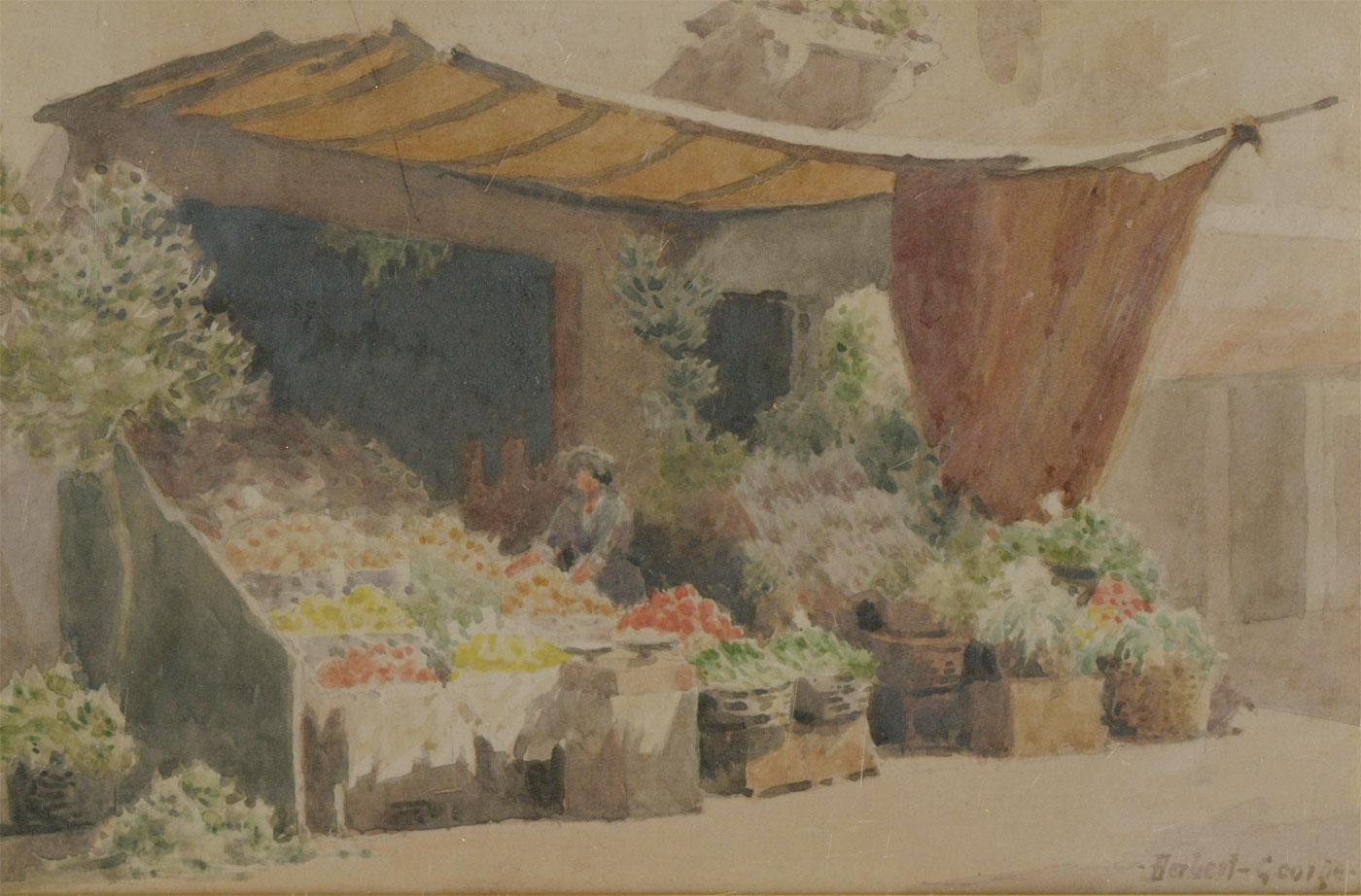 Herbert George (fl.1906-1939) - Early 20th Century Watercolour, The Market Stall For Sale 1
