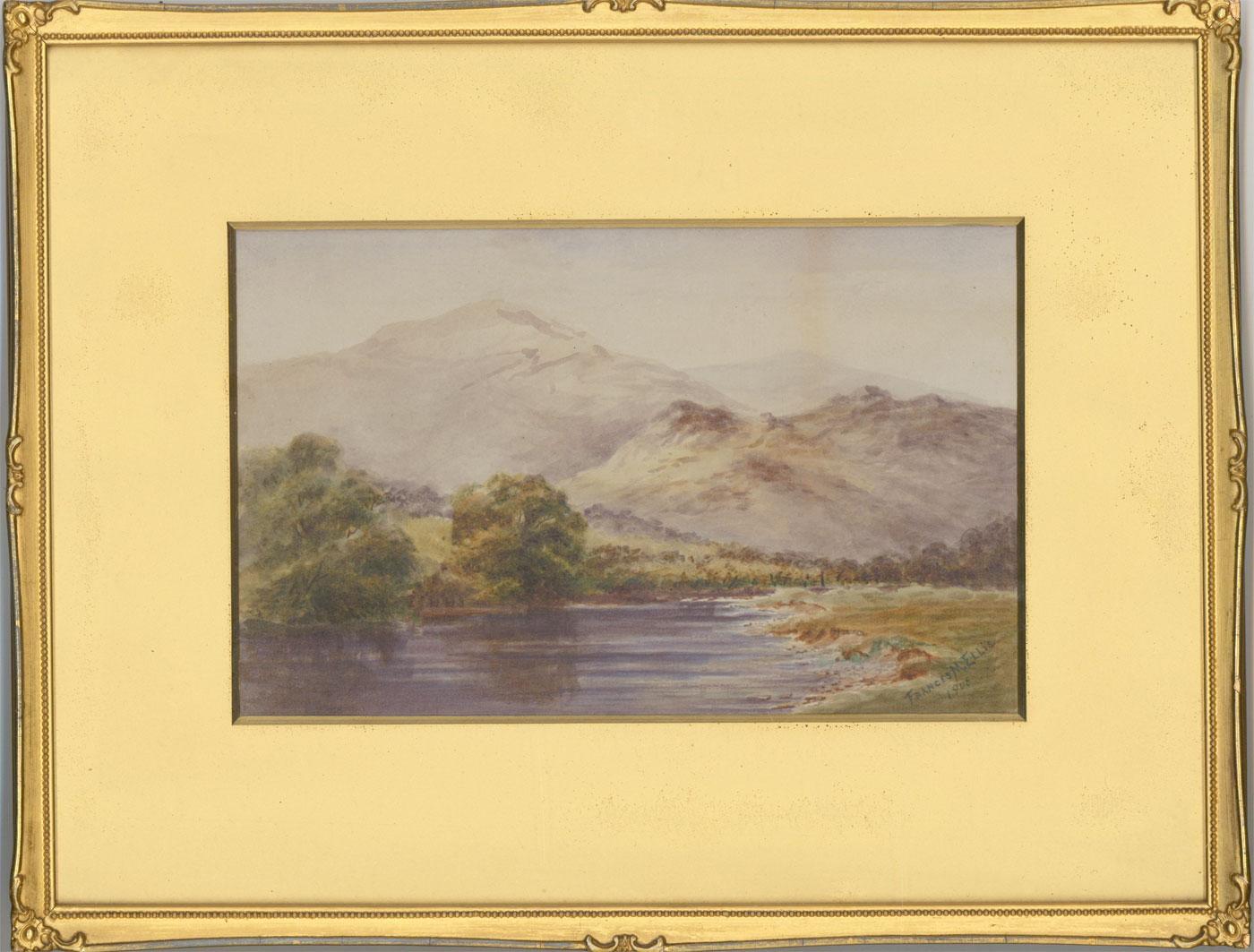 Wonderfully presented in an early 20th century gilt frame with gilt mount. Signed and dated. On watercolour paper.
