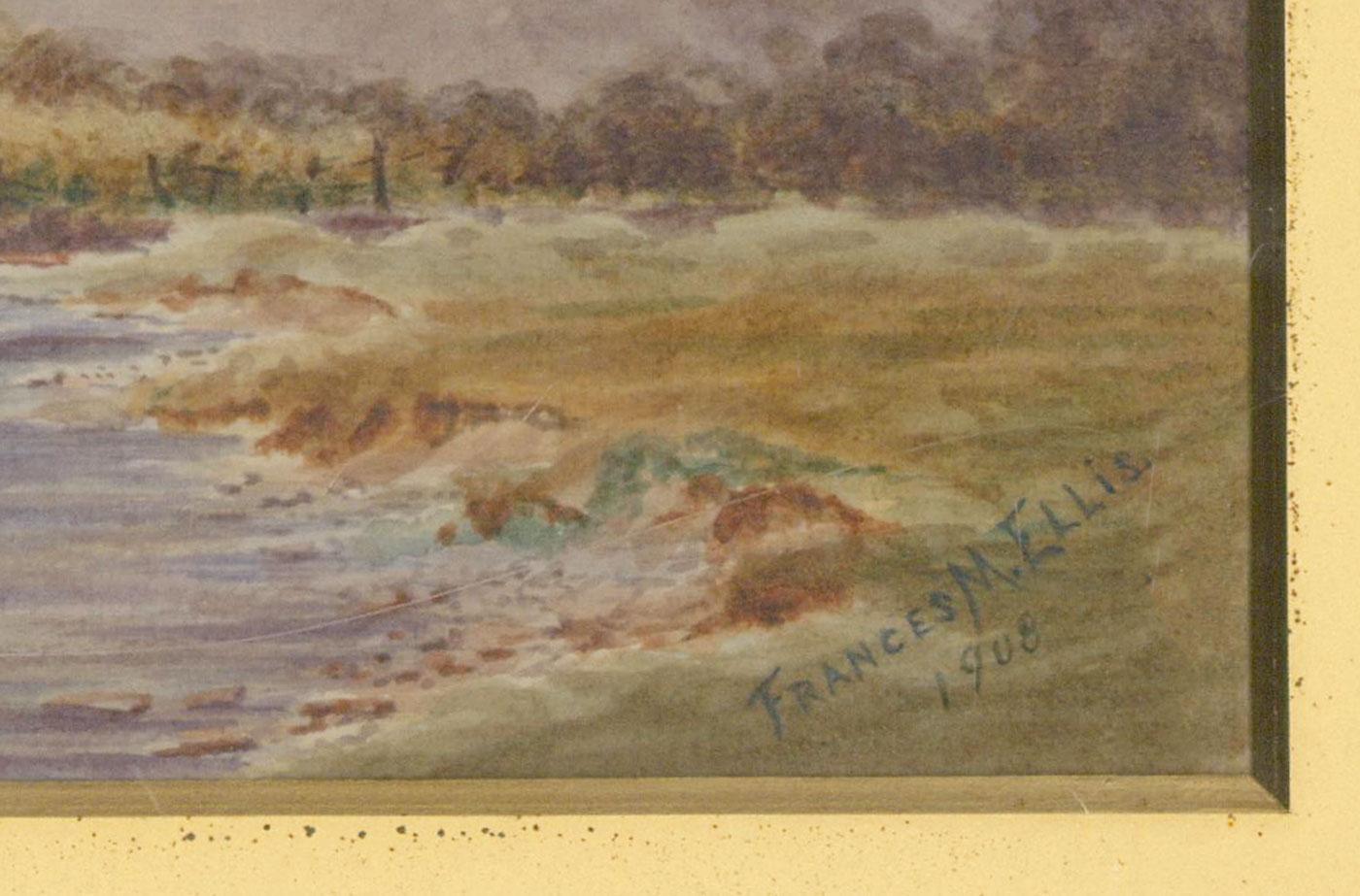 Frances M. Ellis - Framed 1908 Watercolour, Highland Landscape with Lake For Sale 3