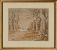 Binks Reuben Ward (1880-1950) - Aquarelle du début du 20e siècle, chemin d'automne