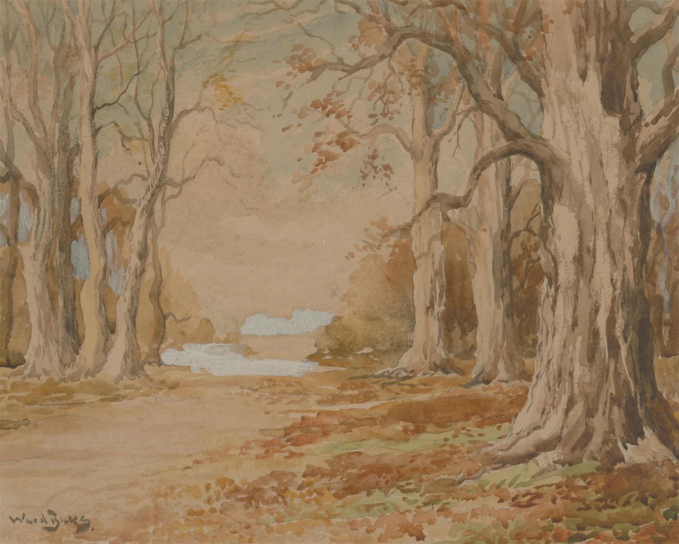 Reuben Ward Binks (1880-1950) - Early 20th Century Watercolour, Autumn Path For Sale 1