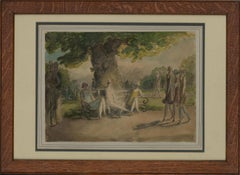 Harold Hope Read (1881-1959) - Framed Watercolour, Ladies on a Park Stroll