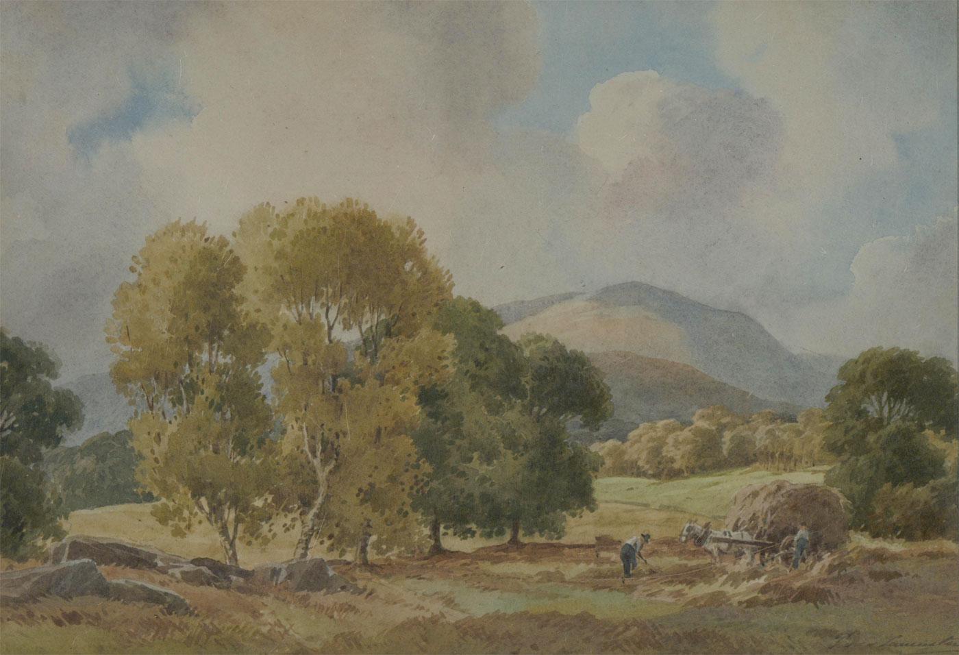 Percy Lancaster RBA RI (1878-1950) - Aquarell, Haymaking im Angebot 1