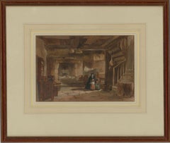 Antique Edward Angelo Goodall RWS (1819-1908) - Signed Watercolour, Cottage Interior