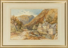 Antique Philip Mitchell RI (1814-1896) - 19th Century Watercolour, Crossing a Stone 