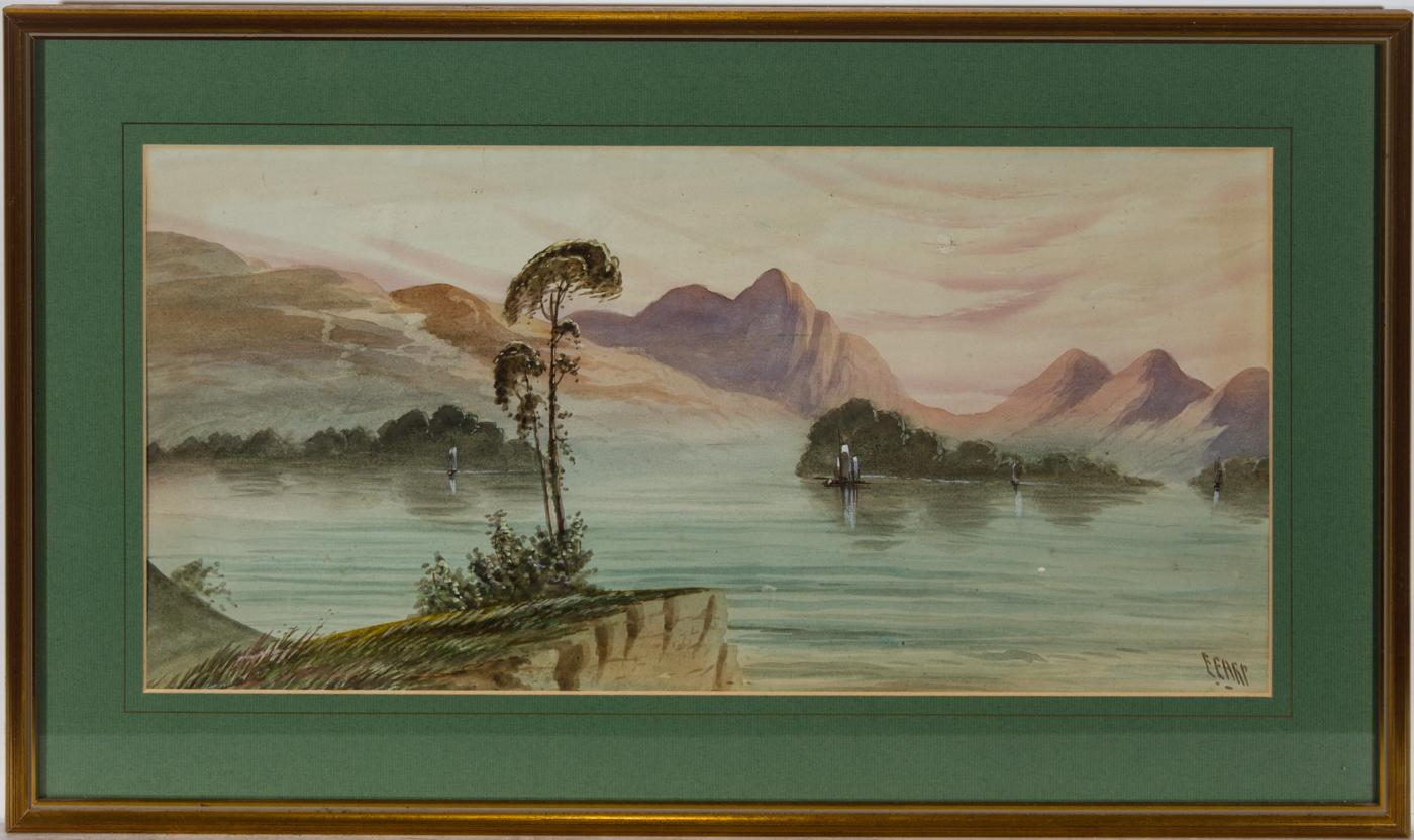 Un buen par de acuarelas con detalles al gouache del artista Edwin Earp. Bien presentados en monturas de cartulina verde lavada y marcos dorados con detalles grises. Firmado. En tejido.
