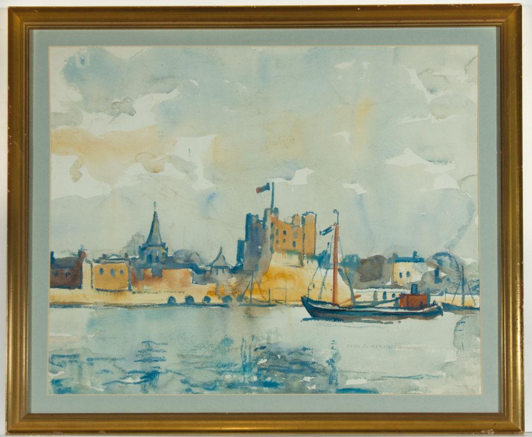 Jean Dryden Alexander (1911-1994) - Signed Original Mid 20th Century Watercolour. With gouache. In a blue card mount and gilt frame. Signed. On wove. There are some light abrasion in the sky area, otherwise the picture is in good condition. There is