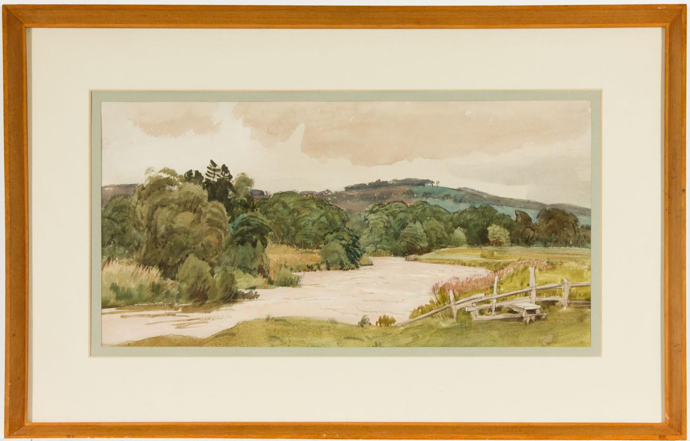 Cedric Kennedy (1898-1963) - Signed, Exhibited 1934 Watercolour, River and Stile