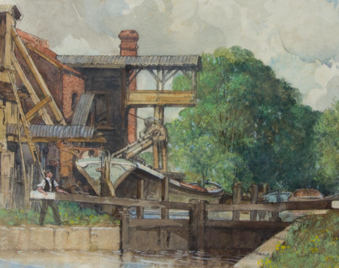 Laurence H.F. Irving (1897-1988) - Watercolour, Loading by a Canal Lock For Sale 1
