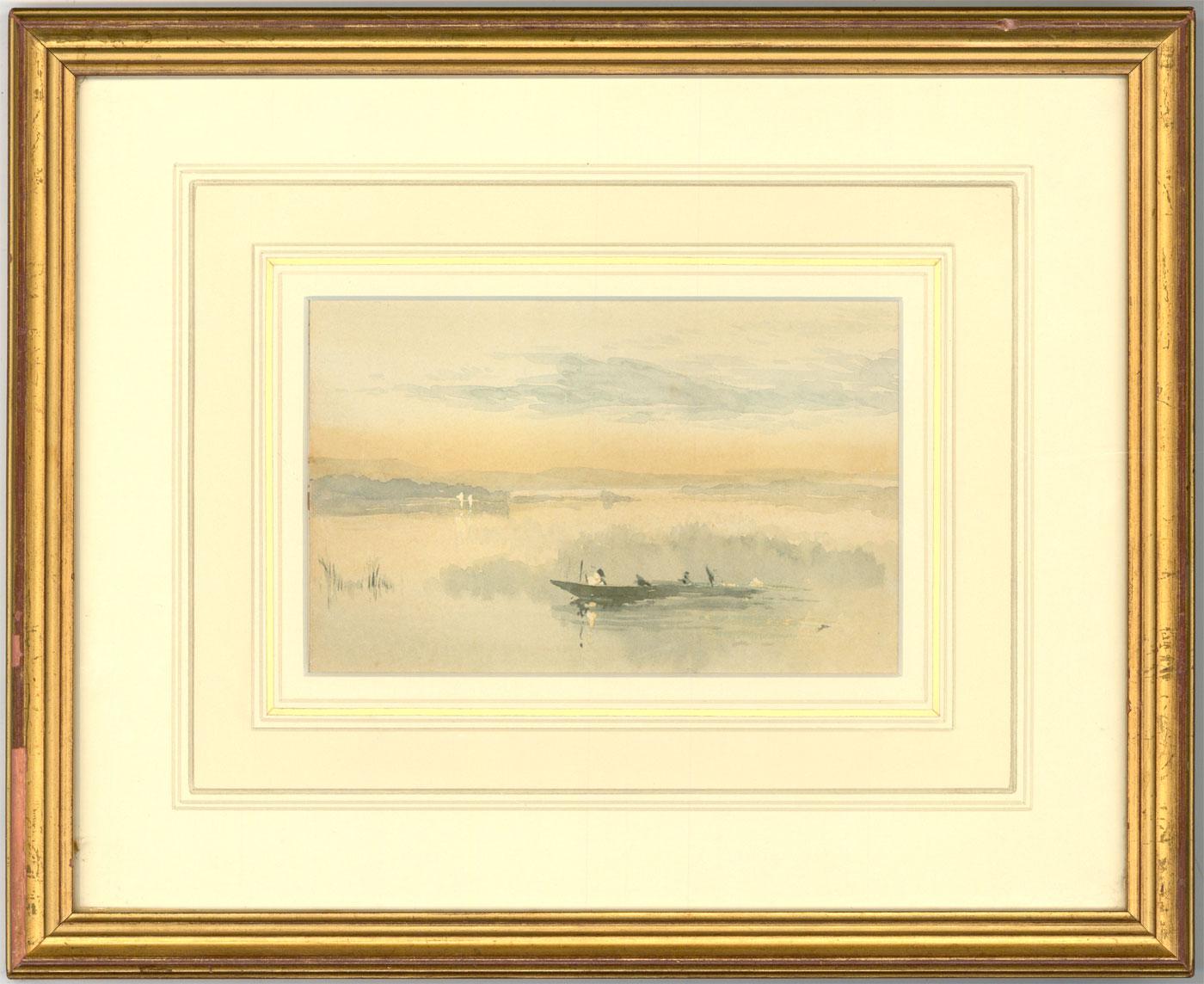 Attrib. Paul Jacob Naftel RWS (1817- 1891) - Watercolour, Punt on a Lake For Sale 3
