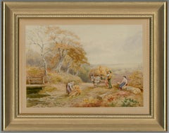Bernard Foster - Signed 19th Century Watercolour, Harvesters in a Landscape