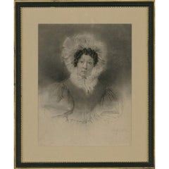 Joseph Mathias Negelen (1792-1870) - 1833 Charcoal Drawing, Lady in a Bonnet
