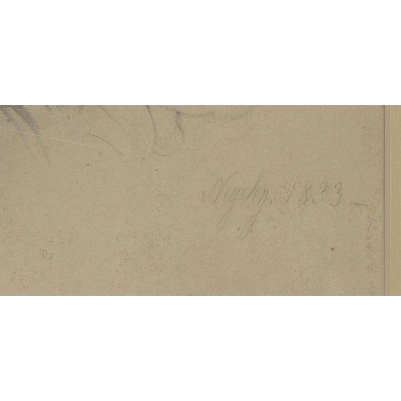 Drawing au fusain de Joseph Mathias Negelen (1792-1870) - 1833, Lady in a Bonnet en vente 4