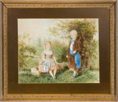 Paul de Katow (1834-1897) - 1872 Watercolour, Portrait of Aristocratic Children