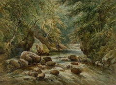 Henry Earp Senior (1831-1914) - Mid 20th Century Watercolour, Fishing in a Wood