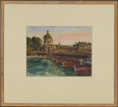 Ronald Olley (b.1923) - c. 2000 Watercolour, Pont des Arts at Sunset