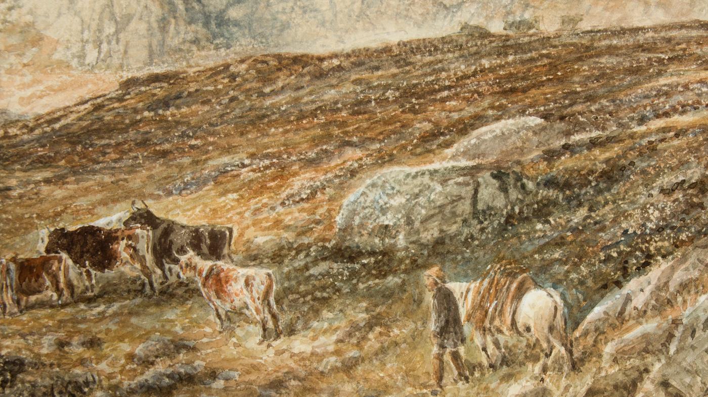 Attributed to Alfred H. Green - 19th Century Watercolour, Shepherd in Highlands For Sale 2