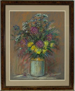 Vintage Henry E. Foster (1921-2010) - 1997 Pastel, Bouquet of Flowers in a Ginger Jar