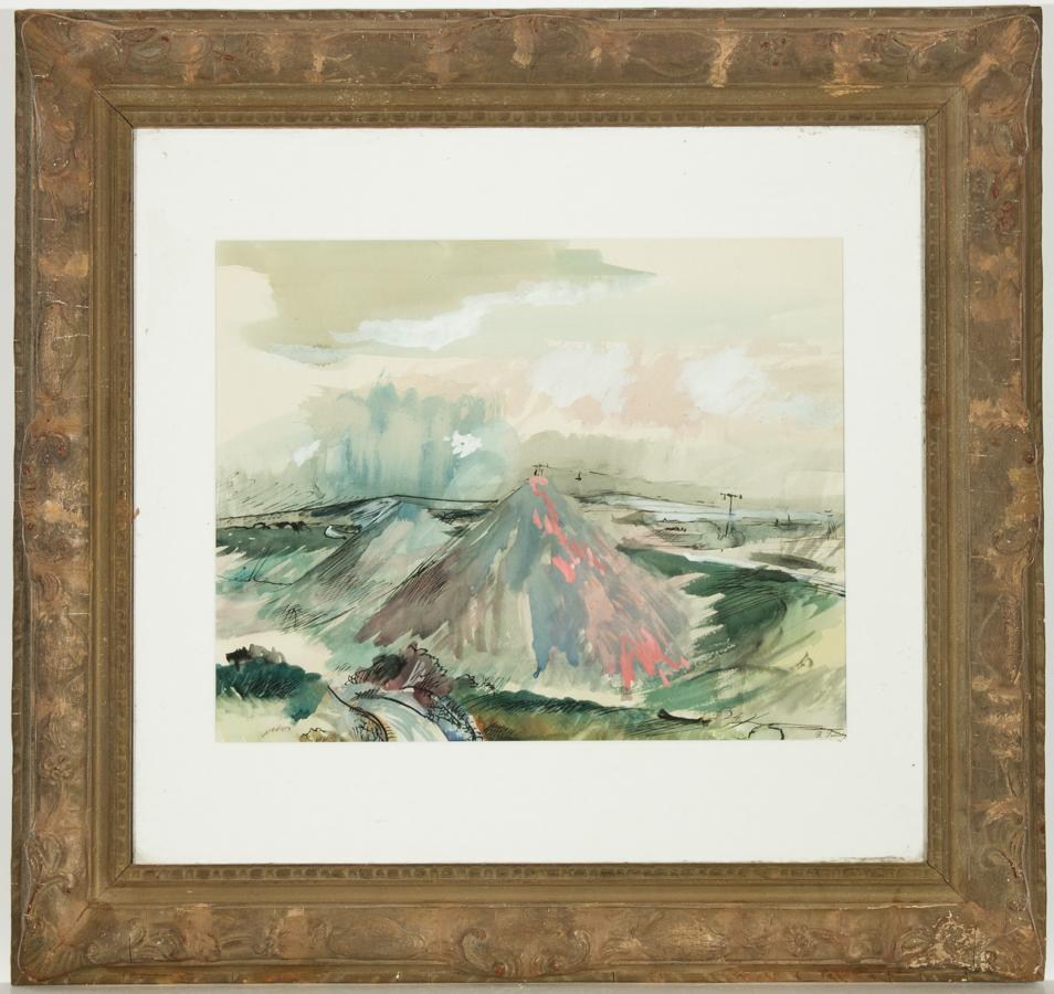 Rowland Suddaby (1912-1972) - Signed Gouache, Pen & Ink, Coastline Mountains