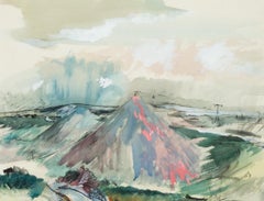 Rowland Suddaby (1912-1972) - Gouache, Pluma y Tinta firmados, Montañas costeras