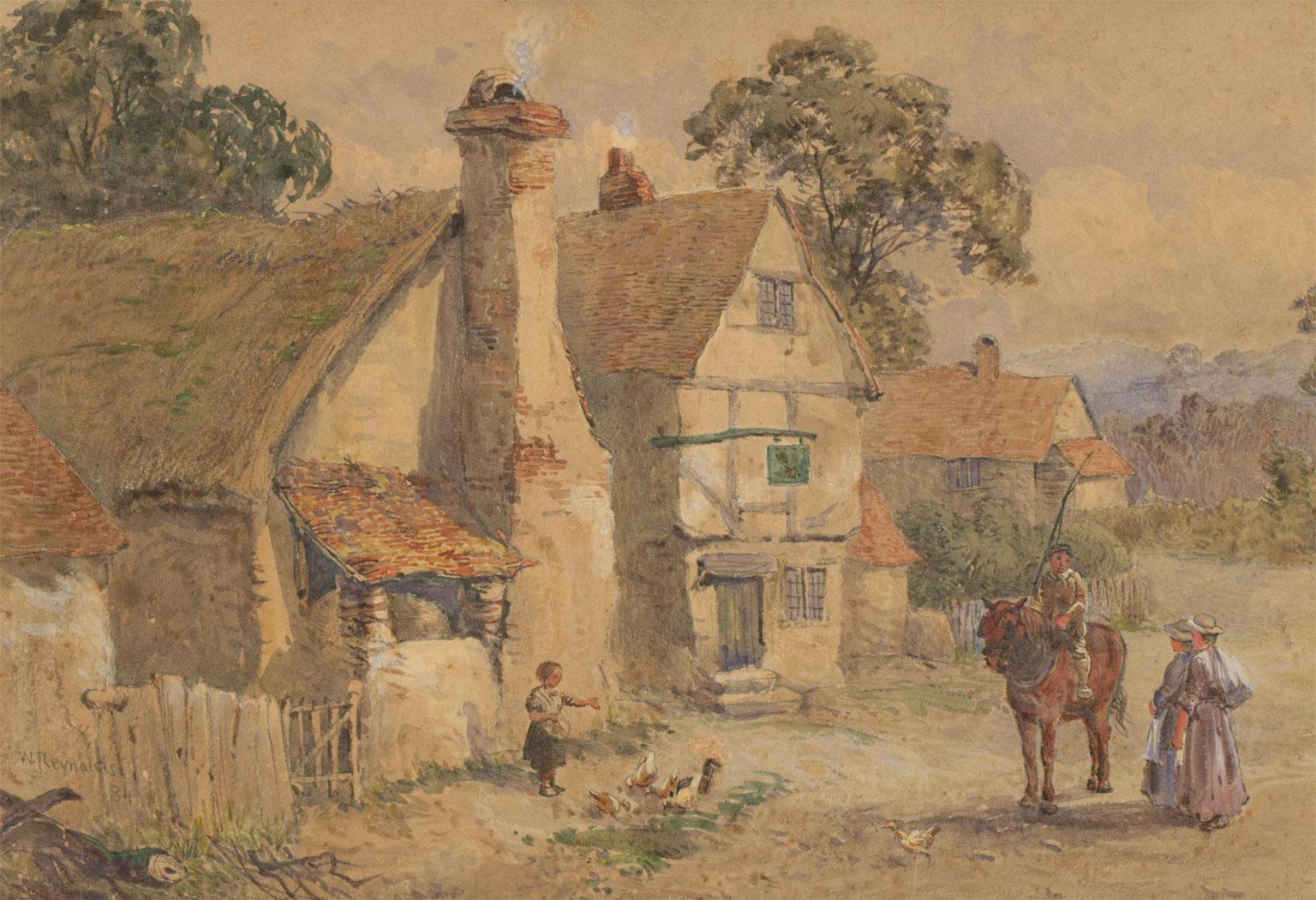 Walter G. Reynolds (1832-1896) - Acquerello firmato del 1884, Cottage rurale in vendita 1
