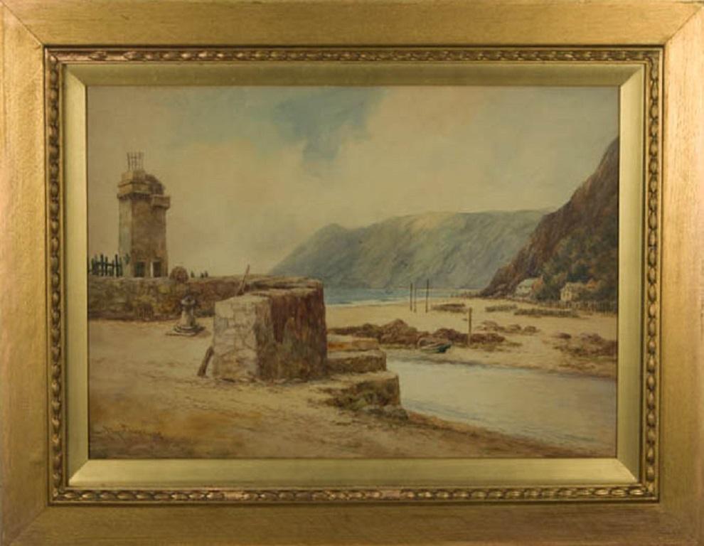 Aquarelle du 20e siècle signée et encadrée Lewis Mortimer, Sunny Harbour