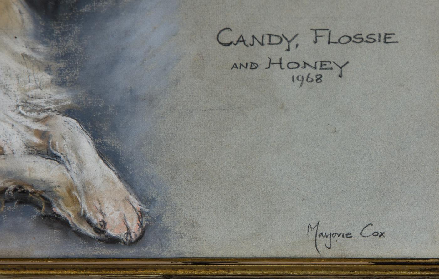 Marjorie Cox (1915-2003) - Signed & Framed 1968 Pastel, Candy, Flossie and Honey For Sale 2