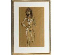 Vintage Peter Collins ARCA - Framed c.1970s Pastel, Standing Female Nude