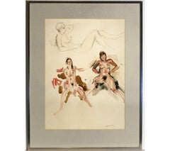 Vintage Peter Collins ARCA - Signed and Framed 1970 Watercolour, Female Nude Studies