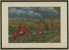 Paul Lucien Maze (1887-1979) - Pastel du milieu du 20e siècle, scène de chasse