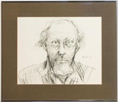 Vintage Peter Collins ARCA - Signed and Framed 1975 Graphite Drawing, Self Portrait