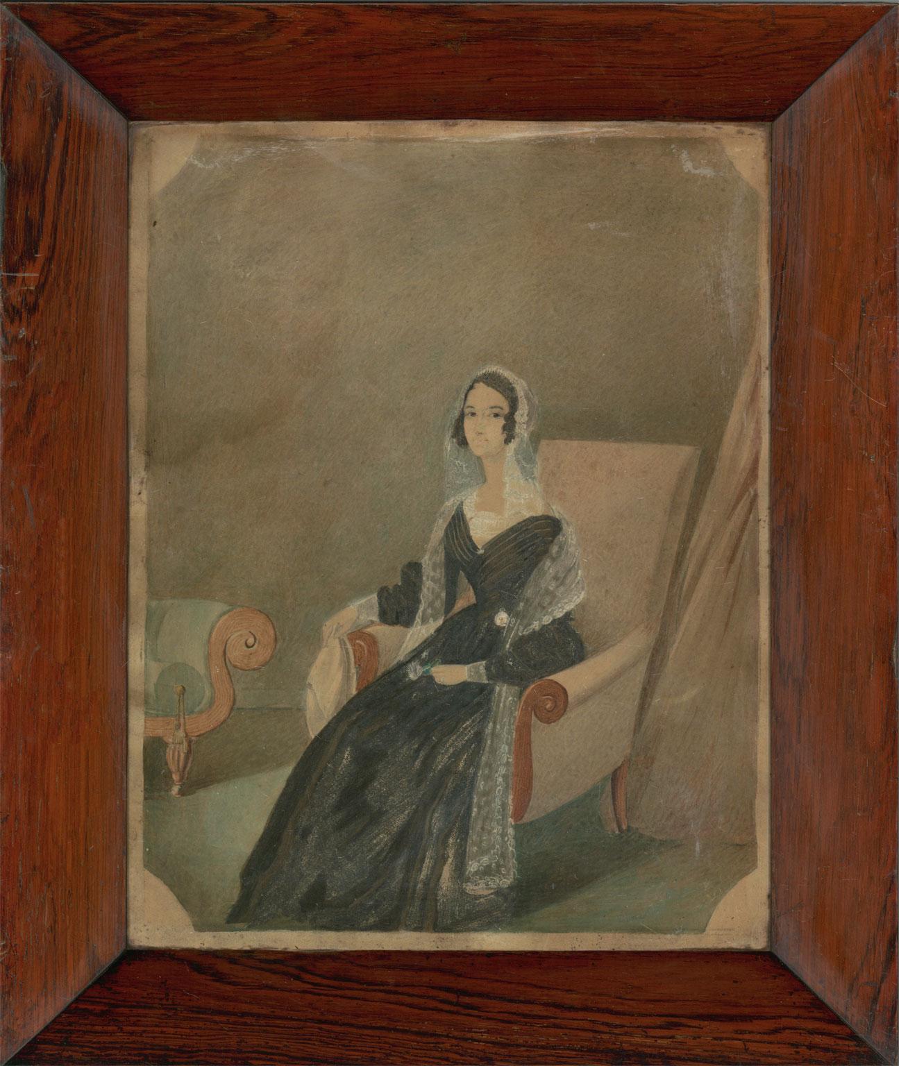 E.J. Eldridge - A Pair of Fine 1842 Watercolours, Portrait of a Lady and a Boy 3