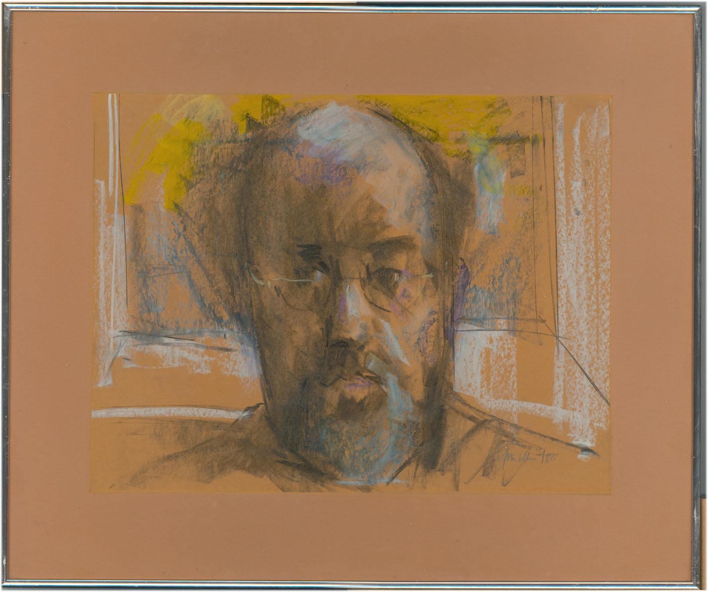 Peter Collins ARCA - signiert und gerahmt 1980 Pastellfarbenes, Selbstporträt