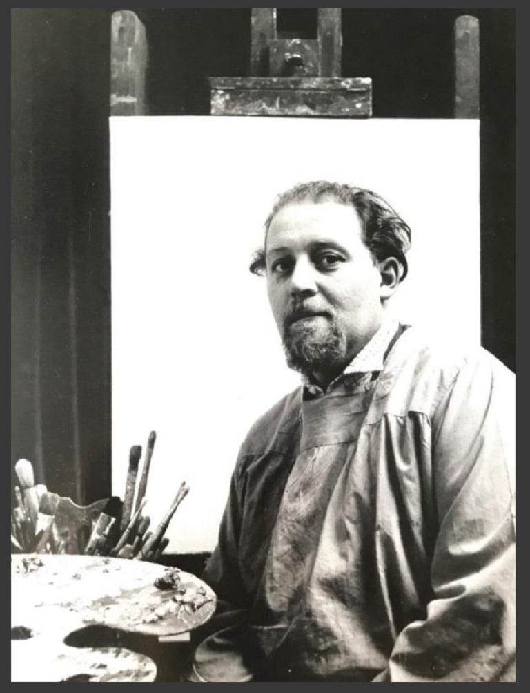 Peter Collins ARCA - Drawing au fusain de 1980, autoportrait, signé et encadré en vente 3