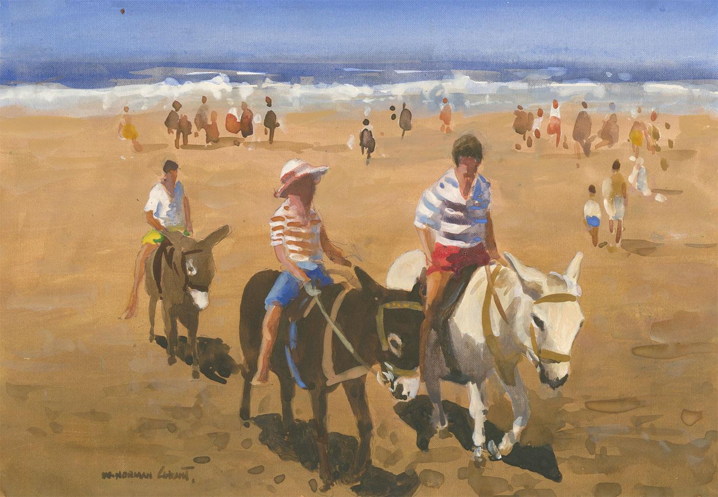 William Norman Guant (1918-2001) - Signé à la gouache, « Donkey Rides at the Seaside » (Rèdes d'ânes au bord de la mer) en vente 3