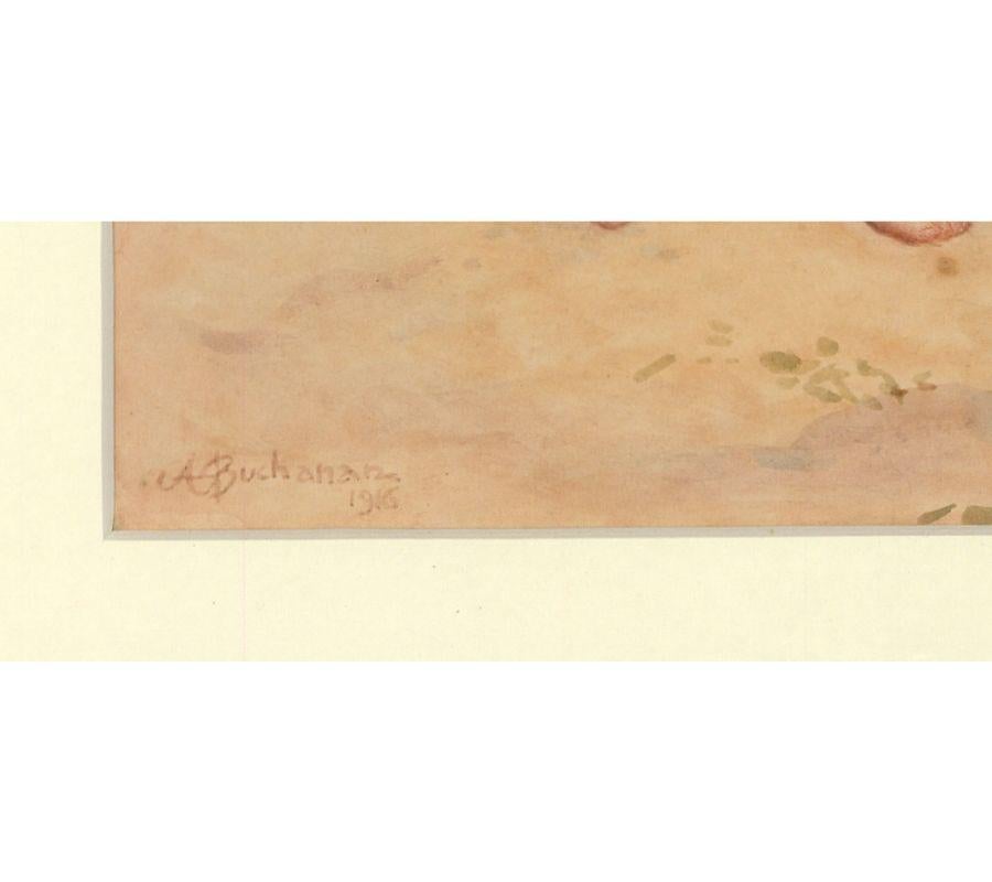 Alexander Strachan Buchanan - Signed 1916 Watercolour, Young Girl on a Beach 3