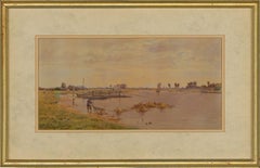 Arthur Anderson Fraser (1861-1904) - 1889 Watercolour, Holywell Fen, Bedford