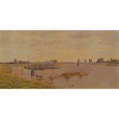 Arthur Anderson Fraser (1861-1904) - 1889 Watercolour, Holywell Fen, Bedford