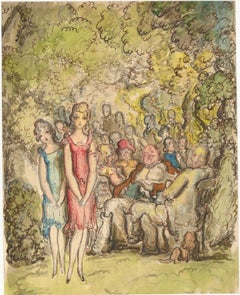 Harold Hope Read (1881-1959) - Watercolour,   FÃªte ChampÃªtre"