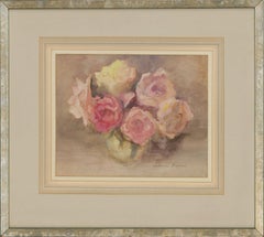 Vintage Kathleen Browne (1905-2007) - Fine Mid 20th Century Watercolour, Vase of Peonies