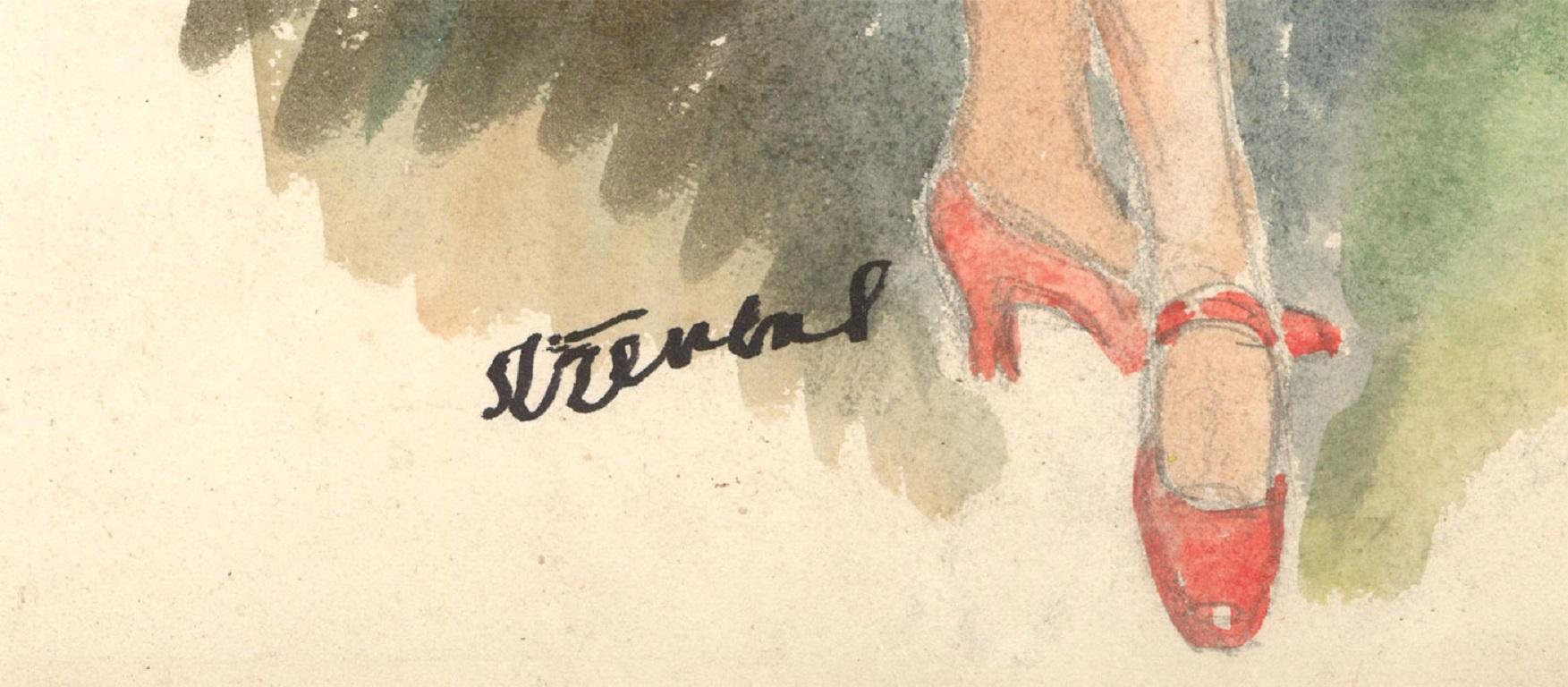 John Strevens (1902-1990) – Feines Aquarell, Flamenco-Tänzer aus der Mitte des 20. Jahrhunderts im Angebot 2