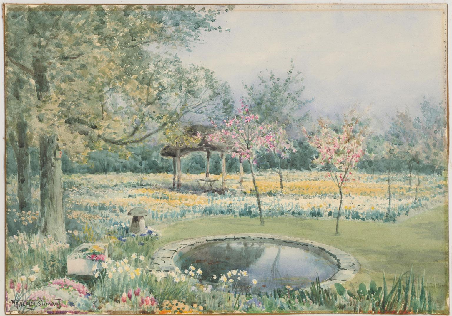 Henry John Sylvester Stannard (1870-1951) - Watercolour, Spring Garden 1