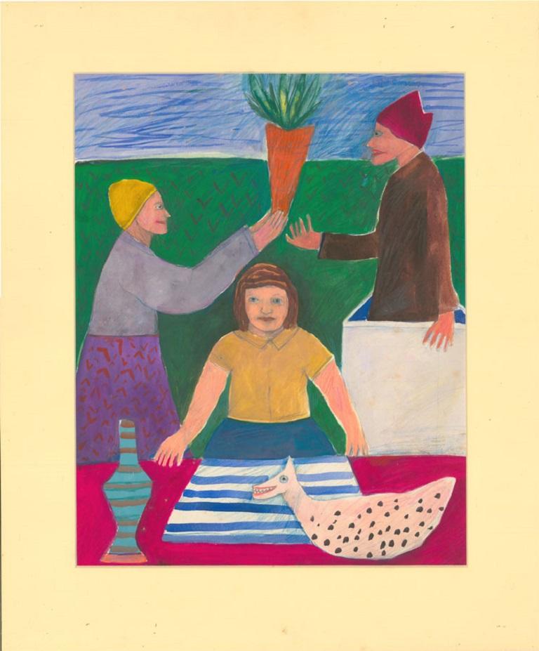 Mana Lagerholm (1946-2001) - 20th Century Gouache, The Carrot For Sale 2