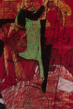 Jain Wallis – signiertes und gerahmtes zeitgenössisches Pastell, Liferoom